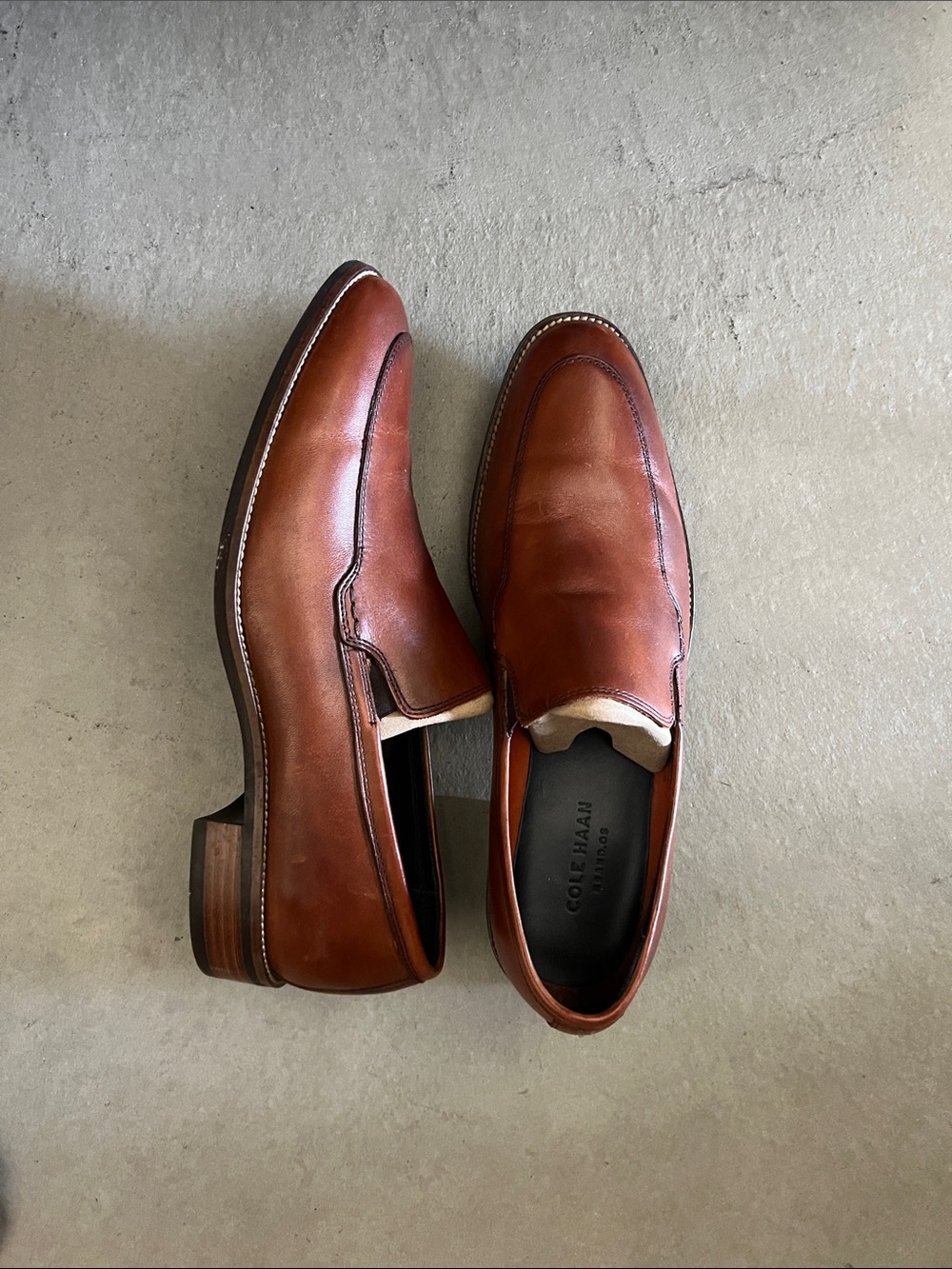 Cole Haan Men’s Chestnut Brown Leather Slip-On Loafers